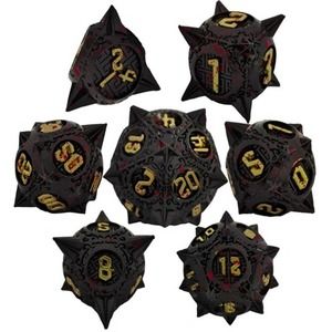 7 Piece Metal Dice Set Spiked Series